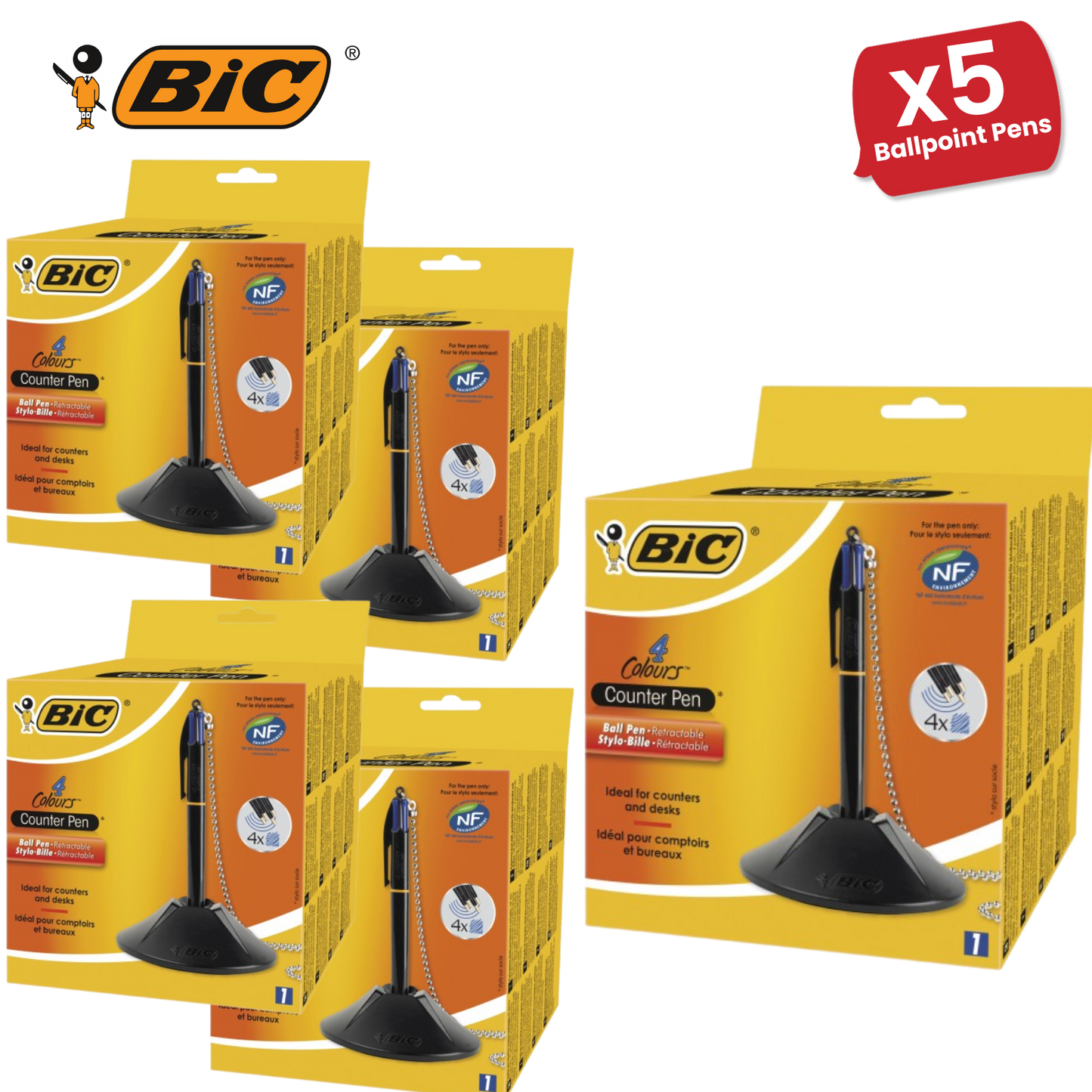 BIC 4 Colours Counter Pen Ballpoint Pen Blue 1 Box