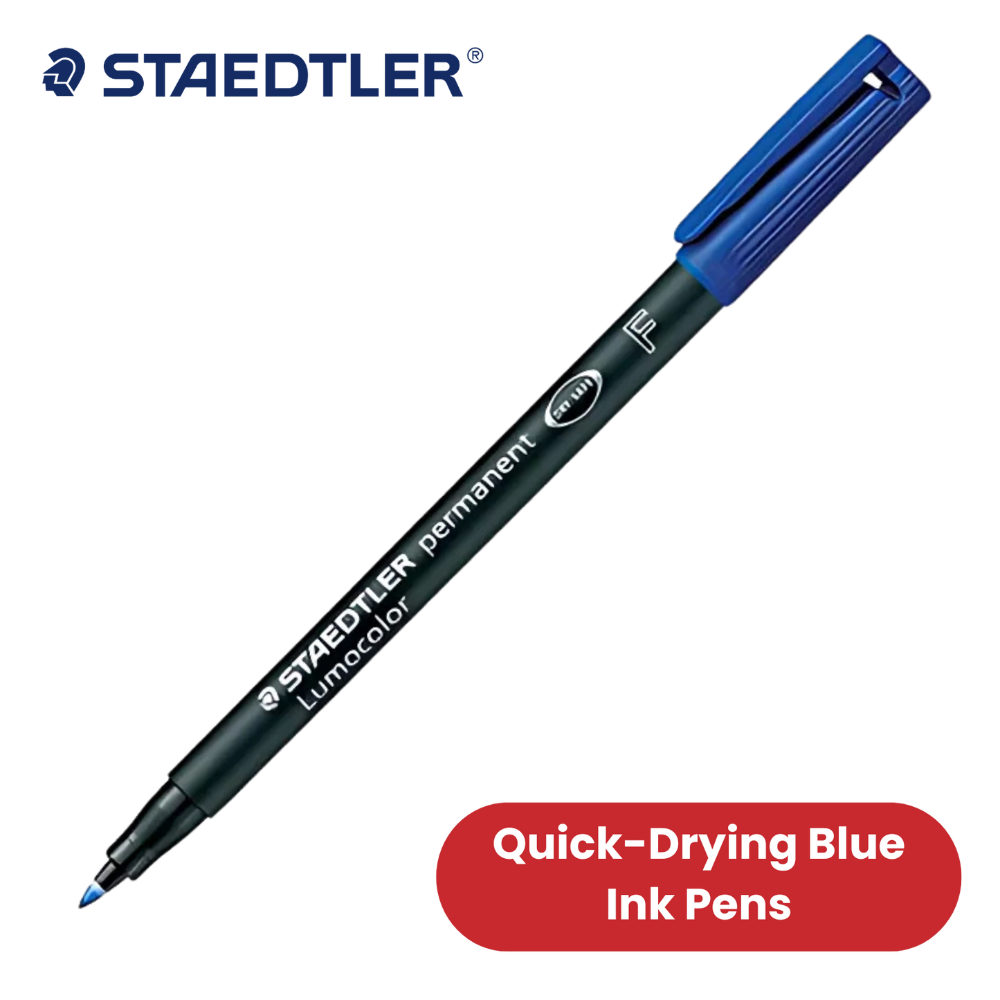 STAEDTLER Lumocolor Permanent Fine Blue Marker Pens Quick-Dry Ink Multi-Surface