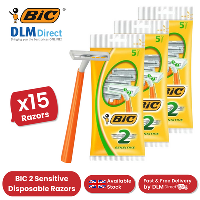 Bic 2 Sensitive Razors - Pack of 15 Razors