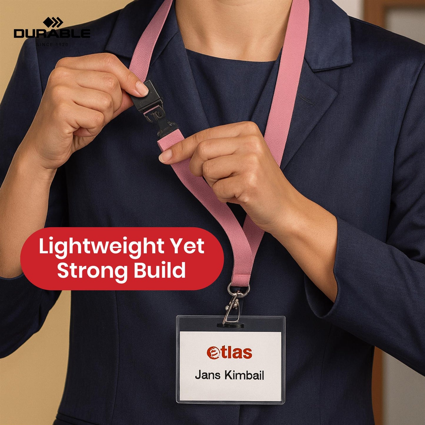 Durable Pink Textile Lanyard - 20mm Wrist Strap for Keys & ID, 88cm