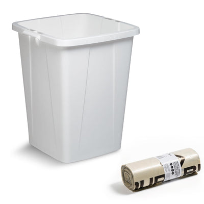 110L Bin Bags 25 Pack and 90L DURABIN White Waste Bin for Home and Office