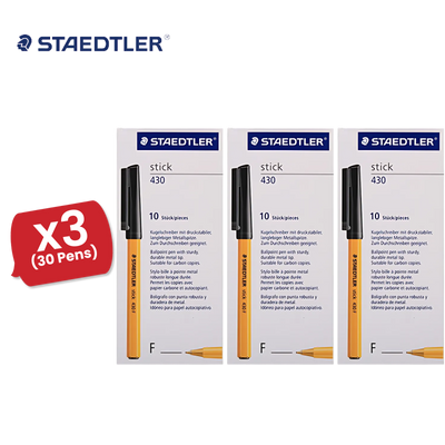 Staedtler Fine 0.3mm Black 430 F-9 - Pack of 10 - 3 Packs