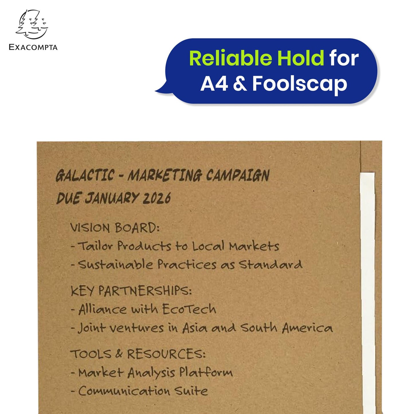 Exacompta Square Cut Folder Strong, 315gsm Manilla Holds A4 Foolscap Documents, Pack of 100 (Buff)