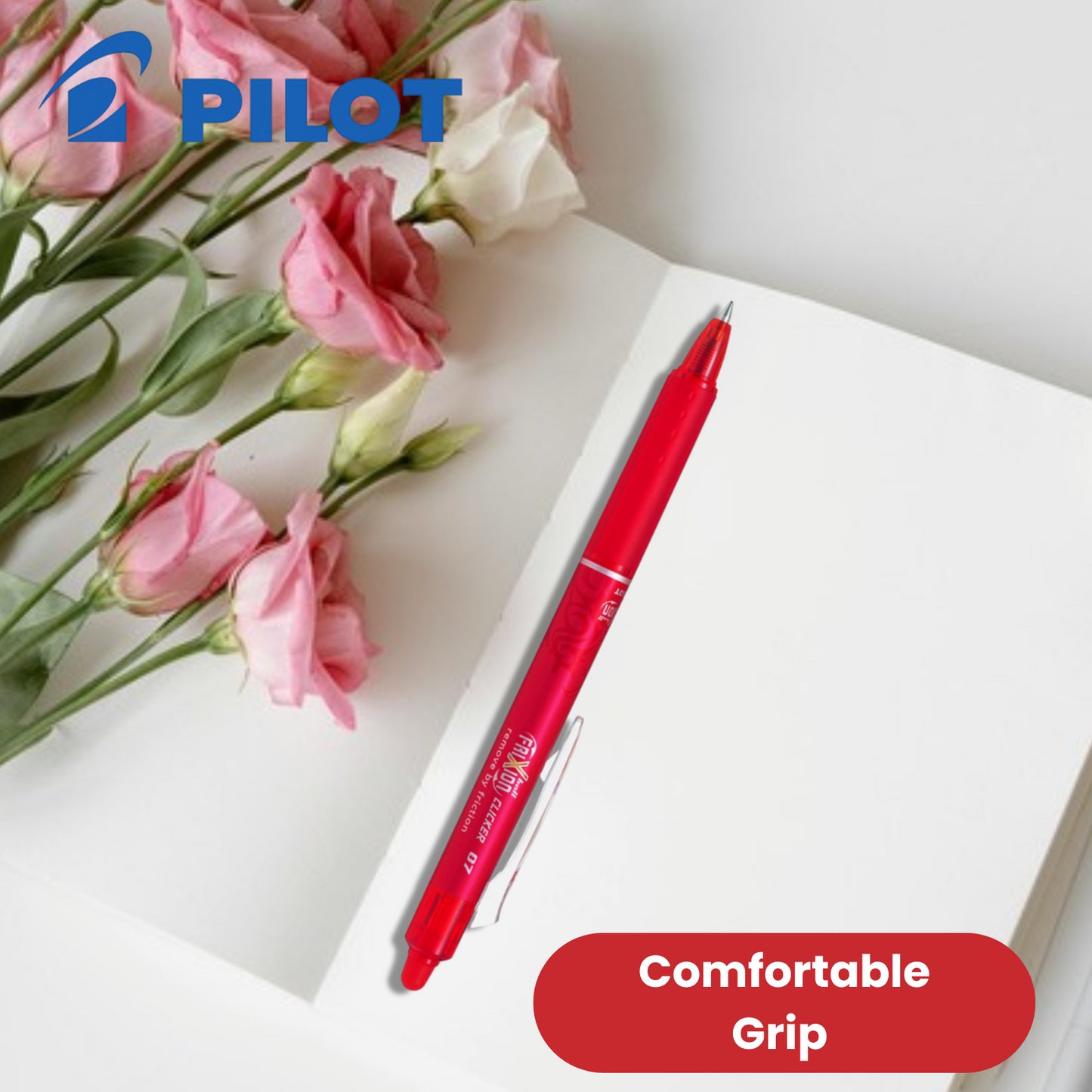 Pilot FriXion Clicker Retractable Erasable Multiple Pens 0.7mm Tip Line Red