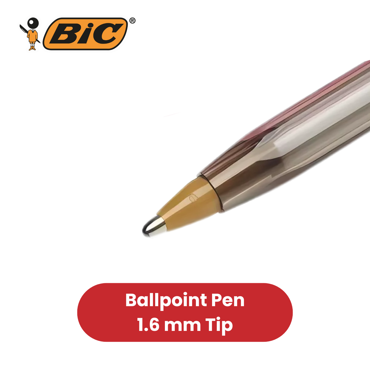 BIC Cristal Ballpoint 1.6mm Medium Point Pen Smooth Writing & Stylish Pen - Pink