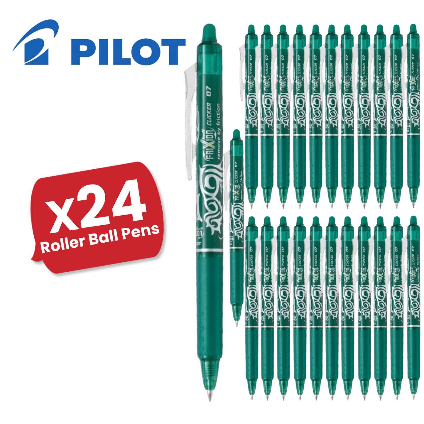 Pilot FriXion Clicker Erasable Gel Rollerball Multiple Pens 0.7mm Tip Line Green