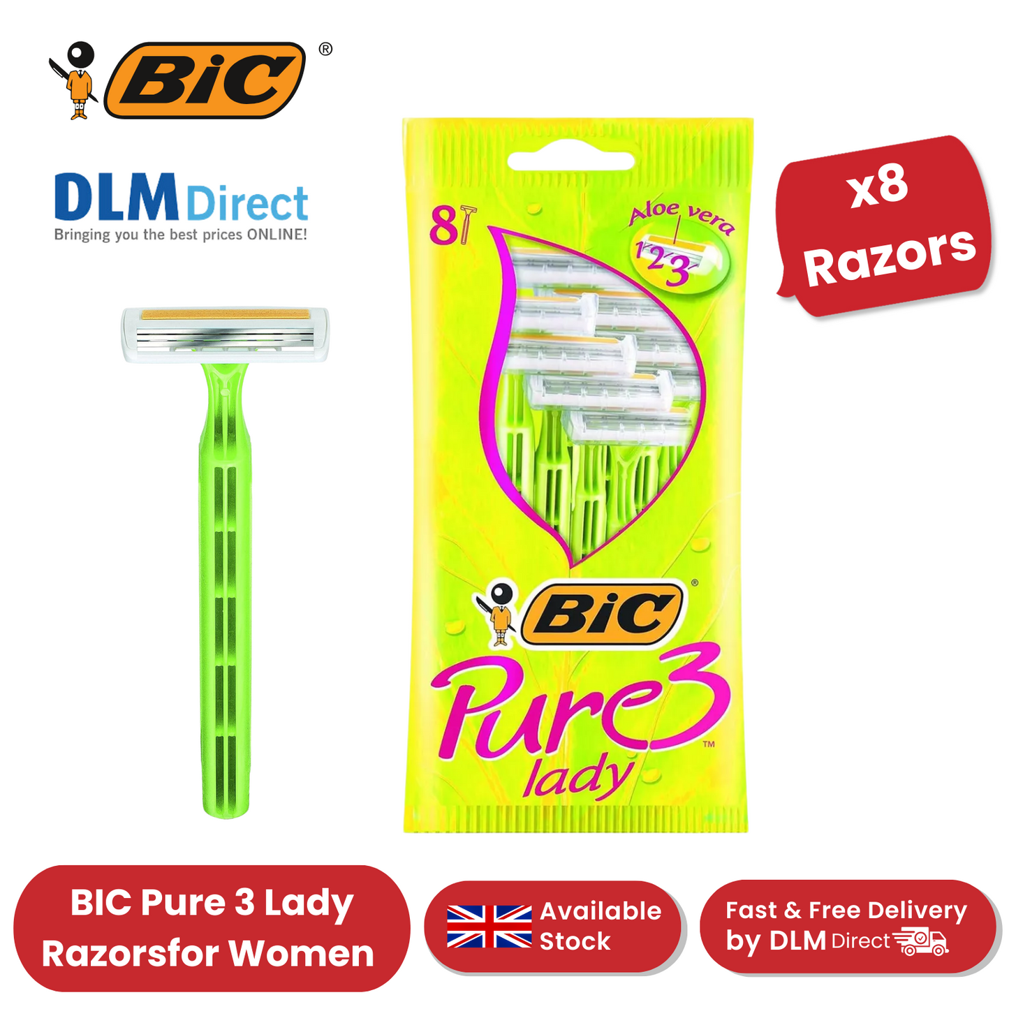 Bic Pure 3 Lady Shavers - 2 Packs