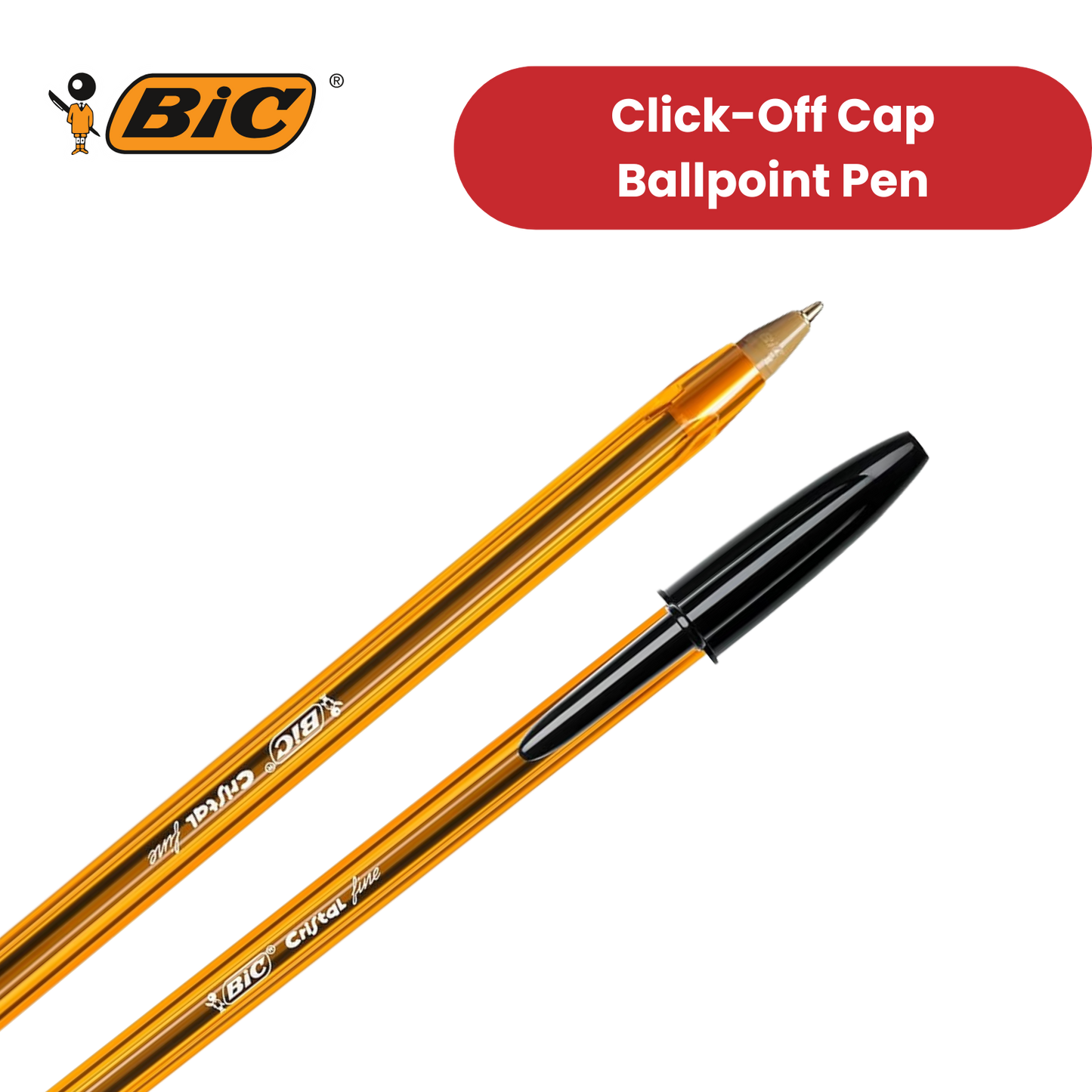 BIC CRISTAL FINE BALL POINT PEN BLACK - PACK OF 50 - 1 to 5 Packs