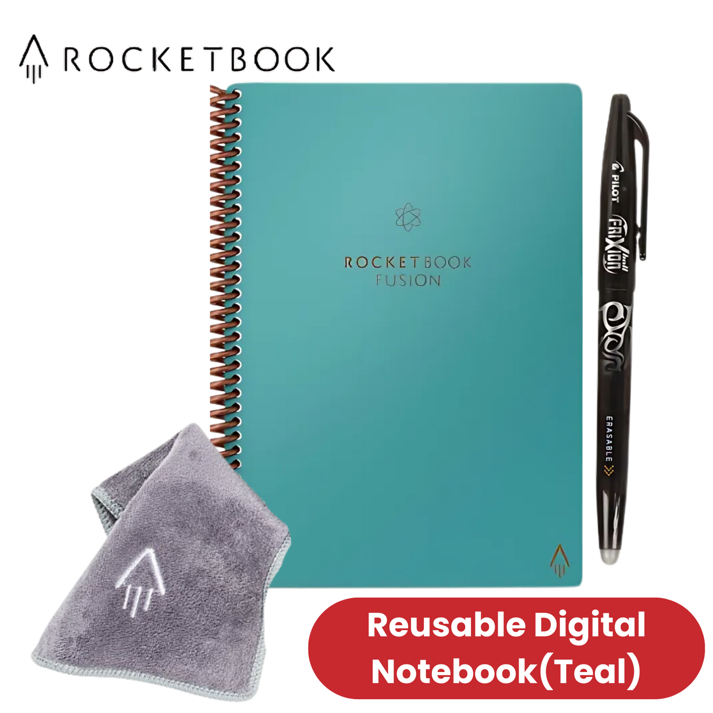 Rocketbook Fusion Executive A5 Smart Notebook Teal, Eco-Friendly & Reusable Page