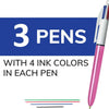 Bic 4 Colour Shine - Pink - Pack of 3
