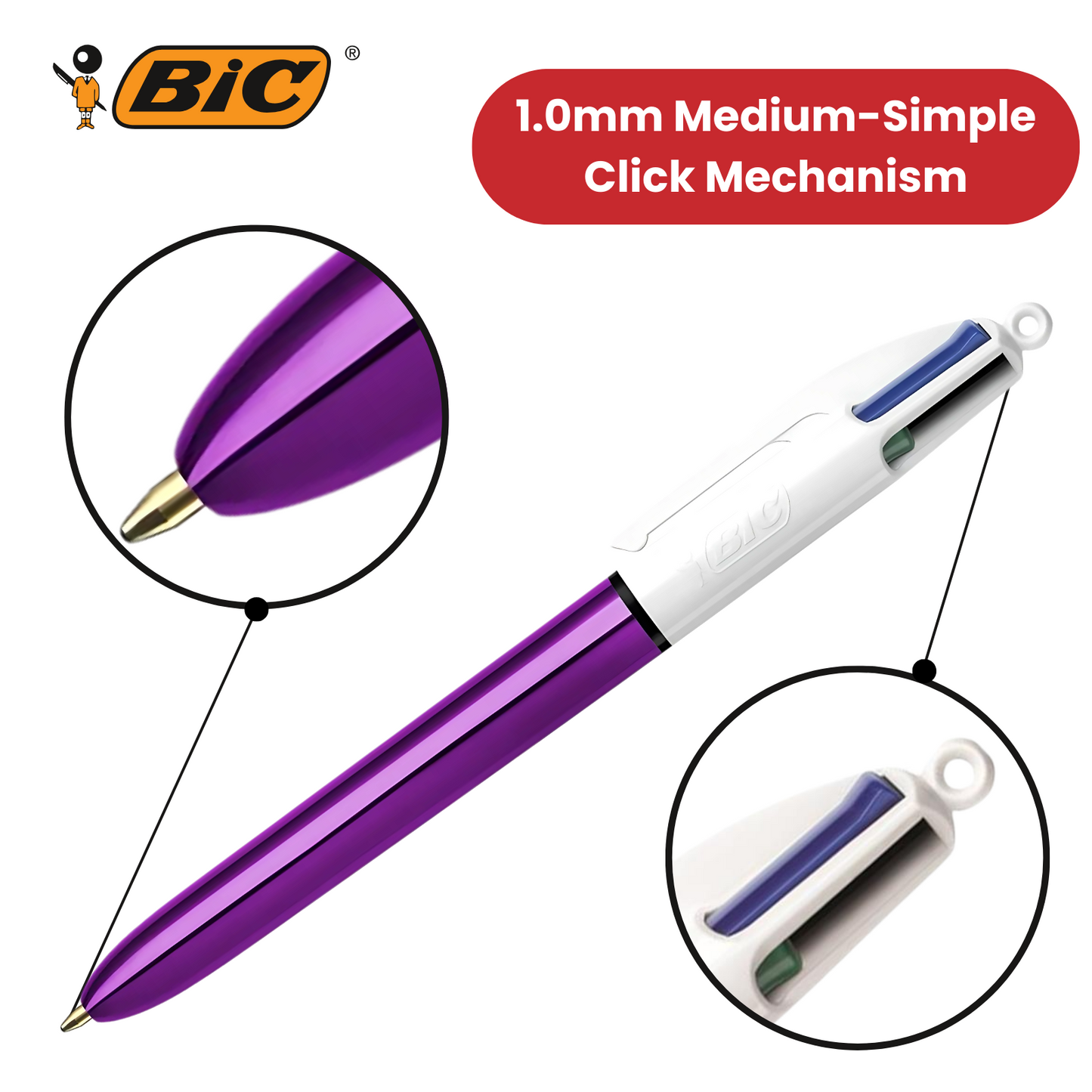 Bic 4 Colour Shine - Purple - Single Pen