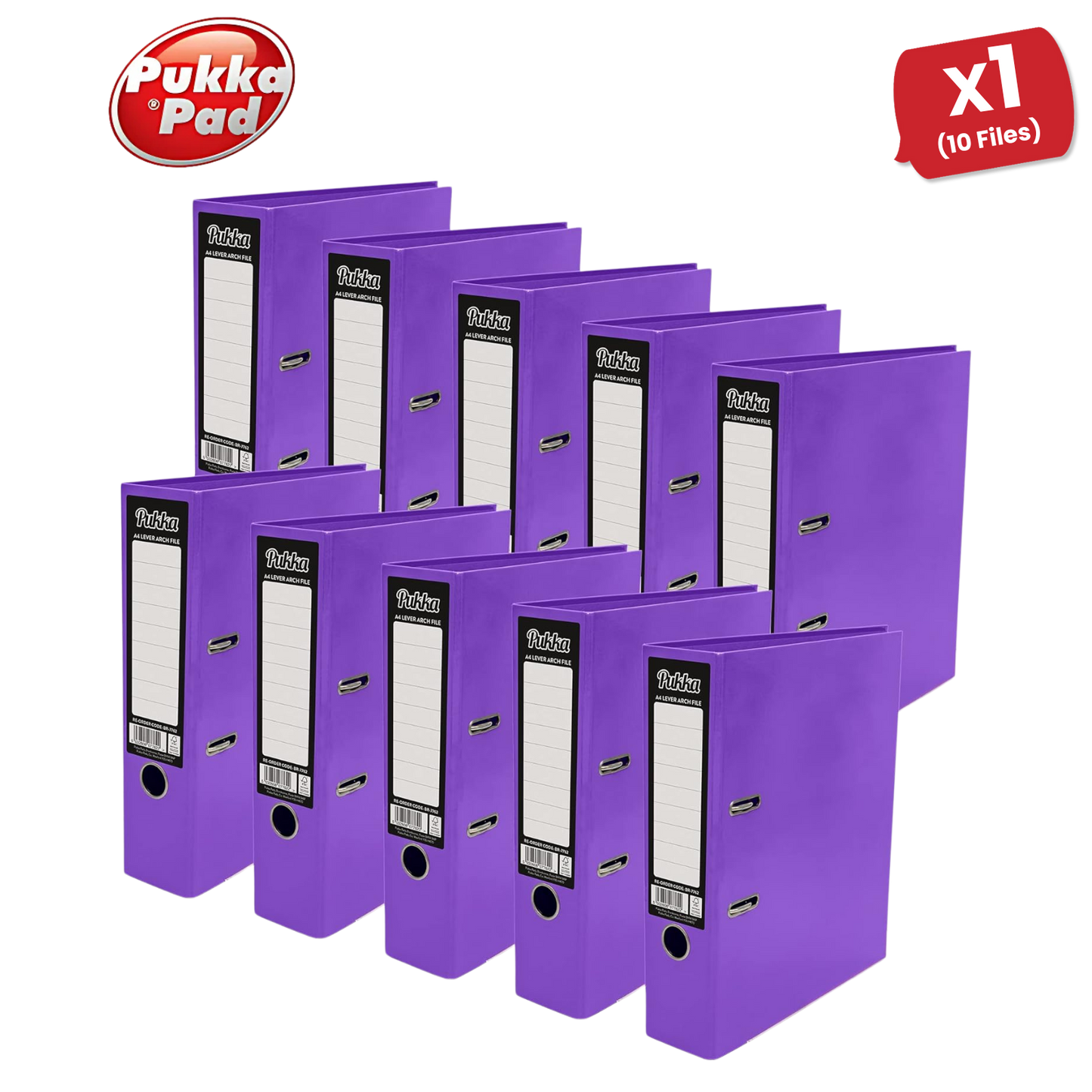 Pukka Brights Lever Arch Files - Purple - Box of 10 - Pack of 1 to 5
