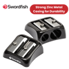 Swordfish Blinc Blinc Double-Hole Zinc Pencil Sharpener, Smooth & Stylish Black