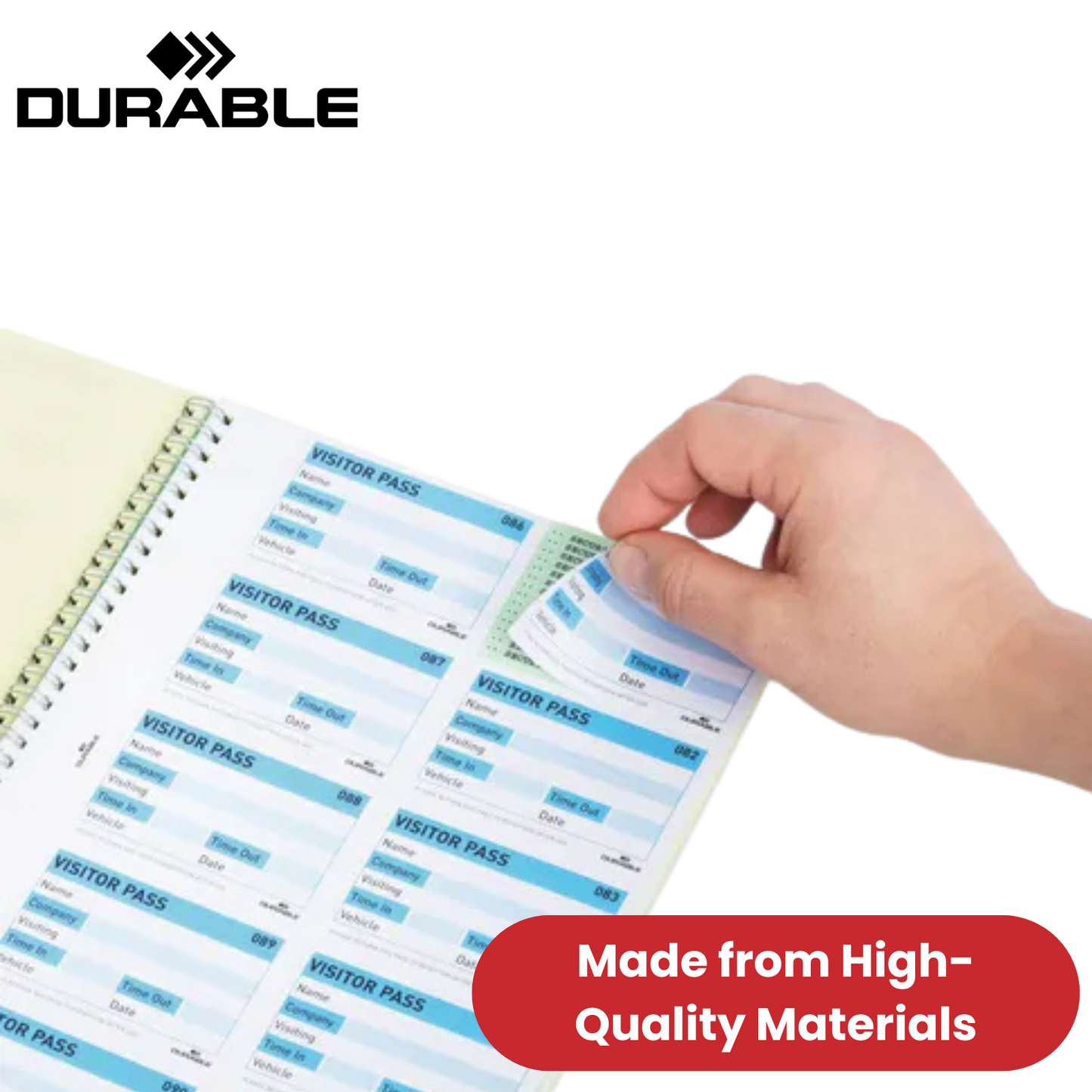 Durable Visitor Book 100 Refill Pack - 100 Perforated 90 x 60 mm Visitor -1 to 5