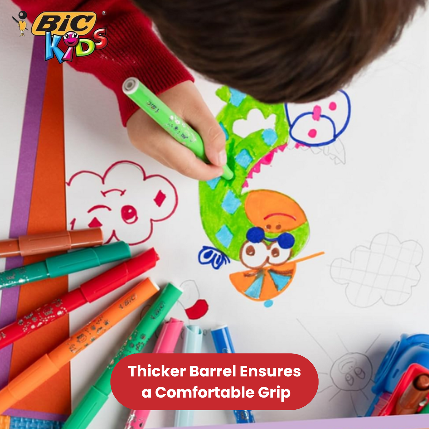 BIC Kids Visacolor XL ECOlutions Colouring Pens Assorted - Pack of 12 - 1 to 5 Packs
