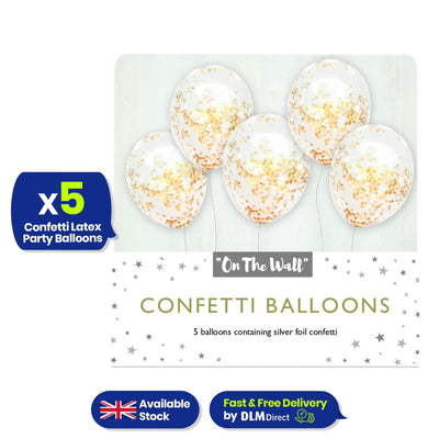 Gold Confetti Balloons 12 Inch Pack of 5 for Birthdays & Celebrations