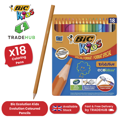 Bic Ecolution Kids Evolution Coloured Pencils Metal Box of 18