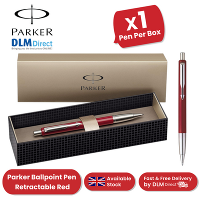 PARKER VECTOR RED BALLPOINT PEN MEDIUM NIB BLUE INK - Pack of 1 to 5