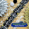 Black and White 40th Birthday Banner and Bunting Decor Set for Party Spaces