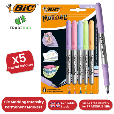 Bic Intensity Permenent Markers Pastel Colours - Blister Pack of 5