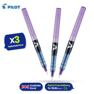 Pilot V5 Liquid Ink Rollerball 0.5mm Tip Violet - Pack of 3
