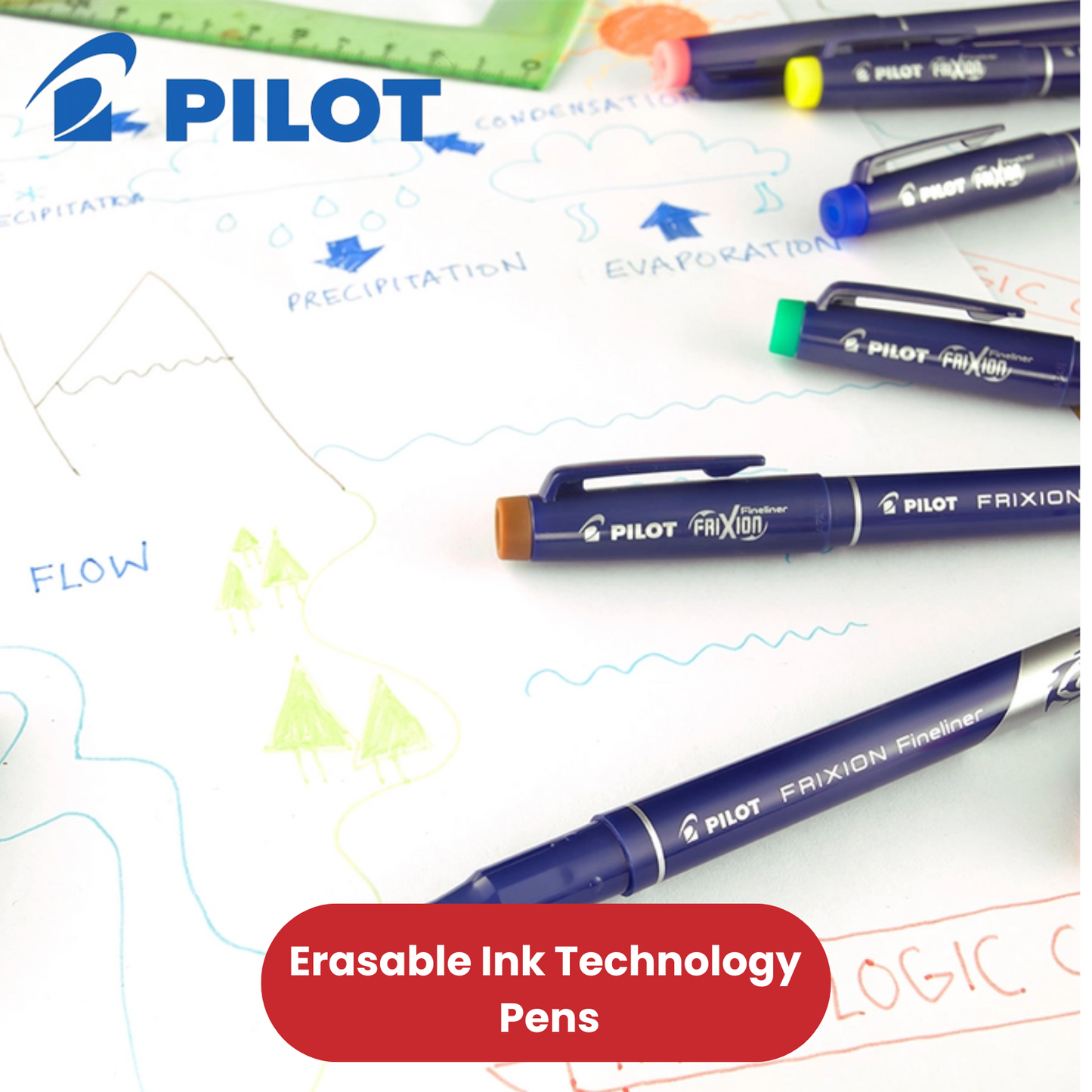 Pilot Blister Pack Fine 1 Black 1 Blue 1 Red 1 Green