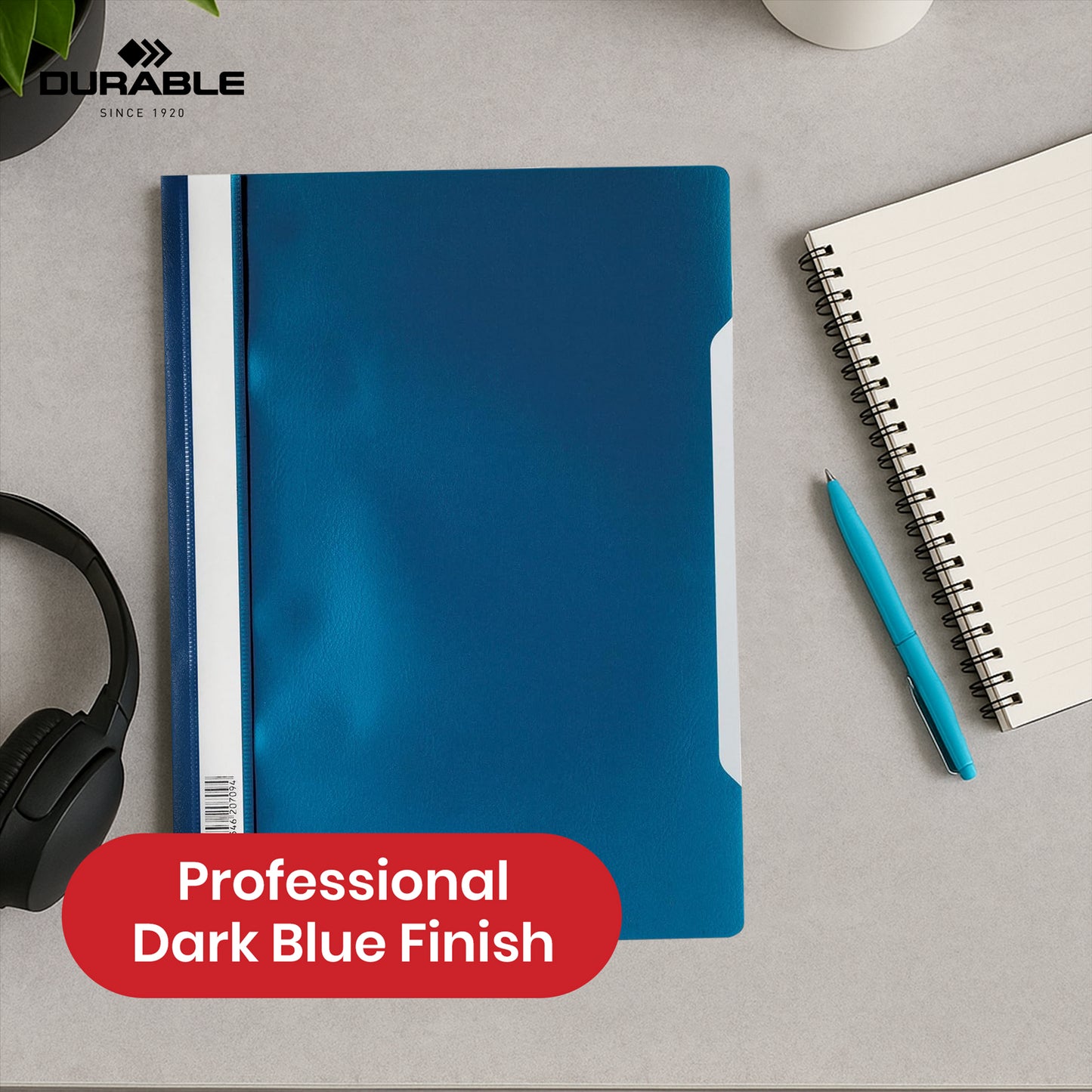 Durable A4 Project Folders - 50 Pcs Dark Blue Polypropylene Clear View File Folder for Office & Desk