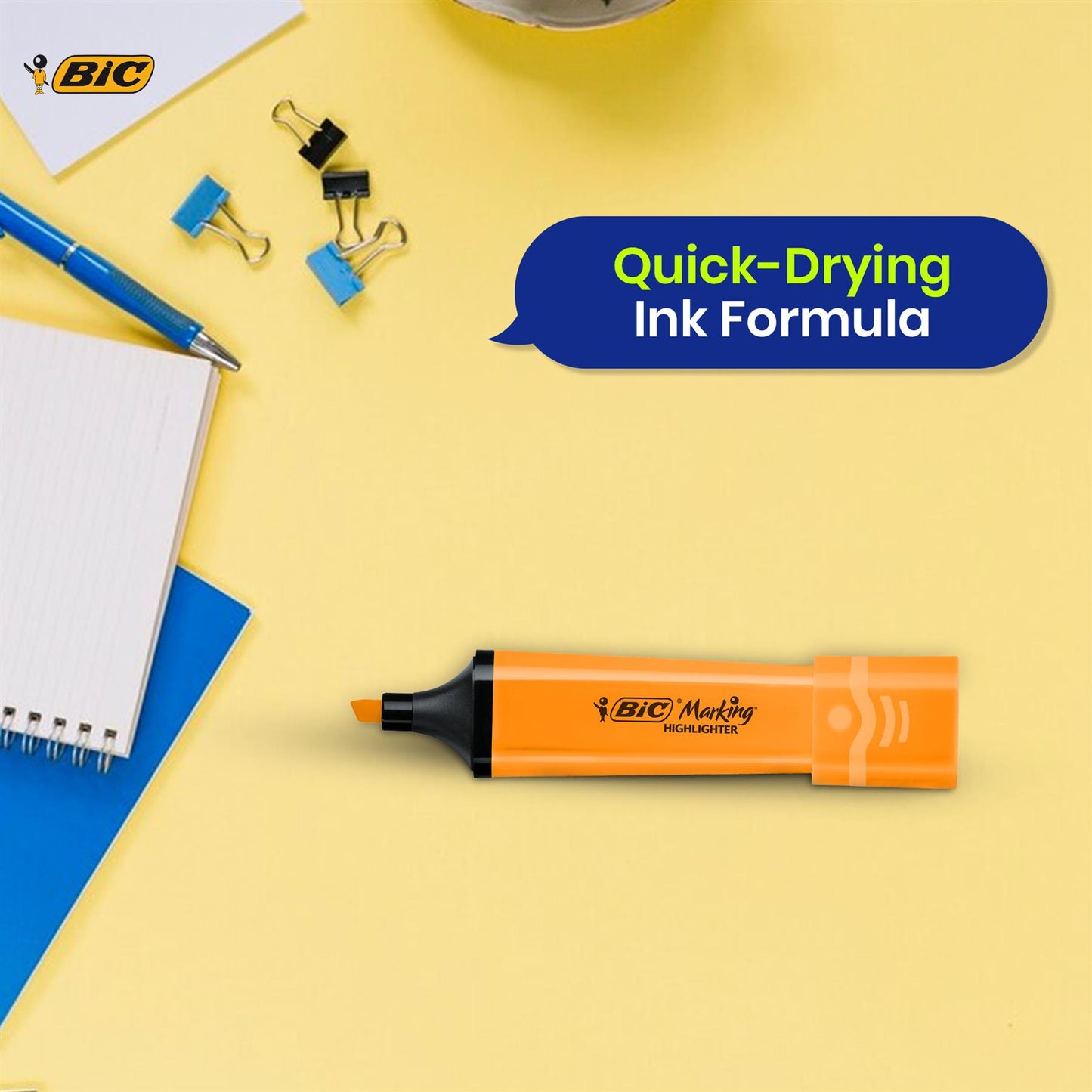 BIC Marking Highlighter Flat Marker Neon Orange Modular Tip for Precise Highlighting