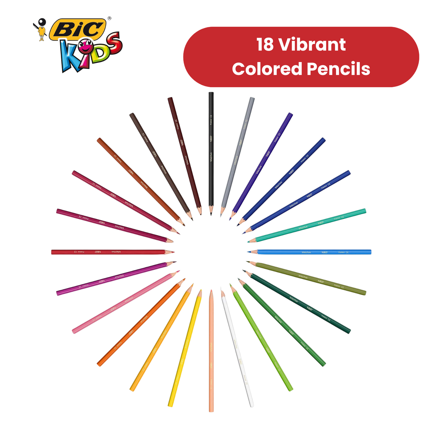 BIC Kids ECOlutions Pencils  Assorted Colours - Wallet of 18