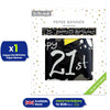 Happy 21st Birthday Black and White Recyclable Banner - 2.6m