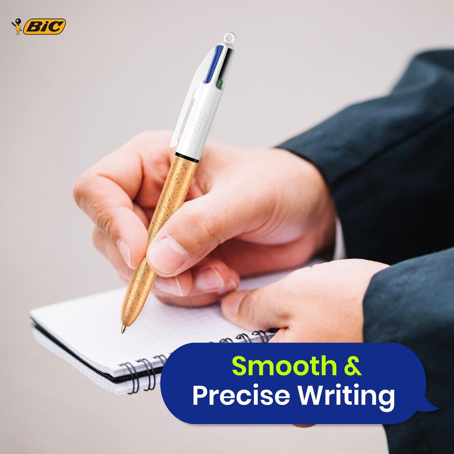BIC 4-Colour Champagne Pens Pack of 6 Medium Points for Office & Home