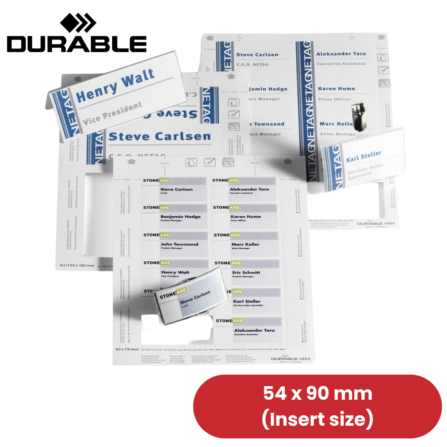 DDurable BADGEMAKER Inserts 54 x 90 mm - Pack of 200 Inserts - White - 1 to 5