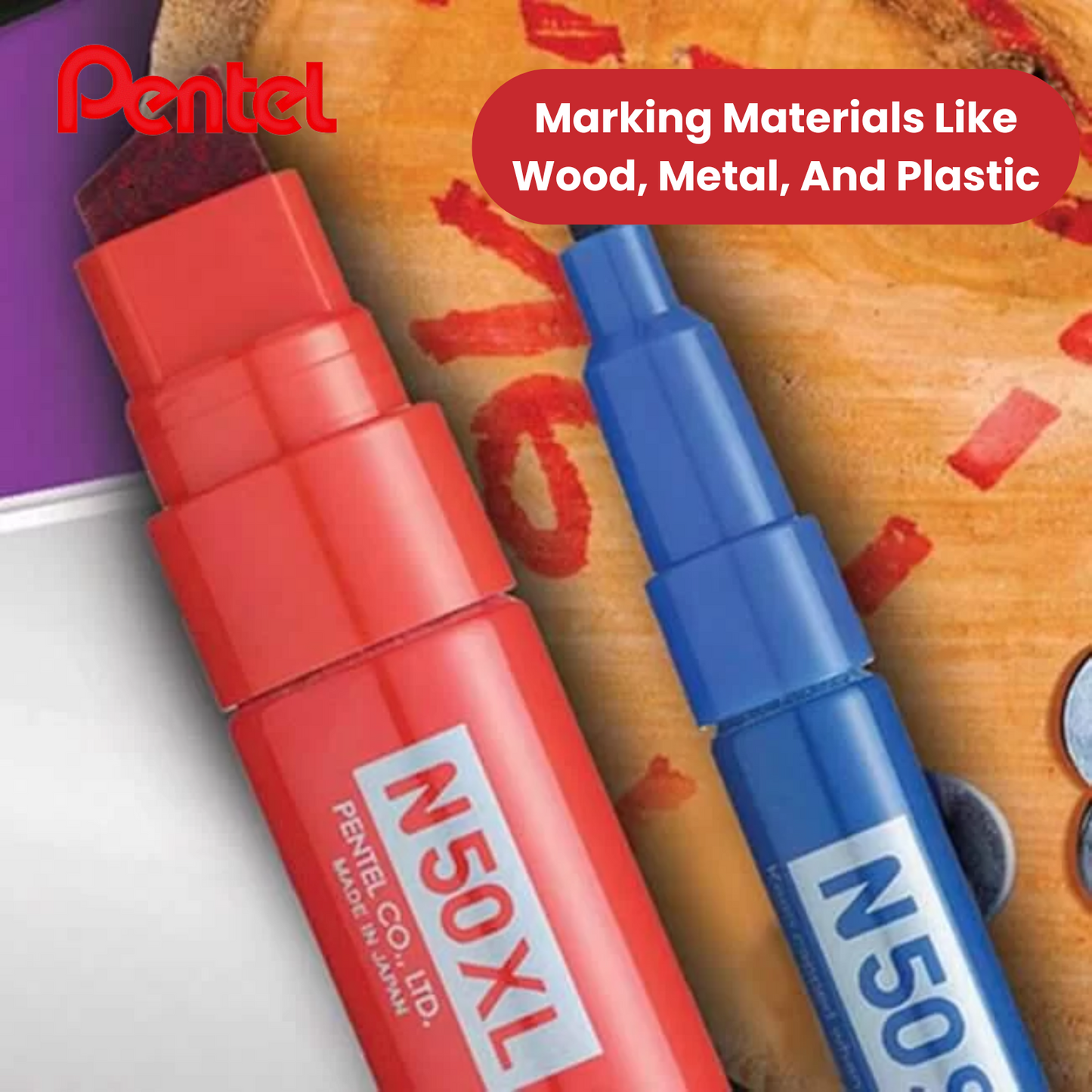 PENTEL N50XL PERMANENT MARKER RED - Single Pen