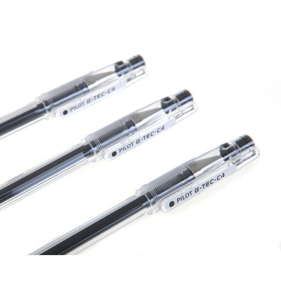 Pilot G Tec C4 Gel Rollerball Pen Micro Black - Pack of 3