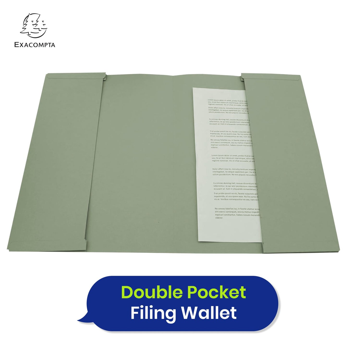 Guildhall Double Pocket Legal Wallet – 315gsm manilla Folder Office Documents, Pack of 25 (Green)