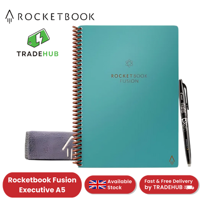 Rocketbook Fusion Executive A5 Smart Notebook Teal, Eco-Friendly & Reusable Page