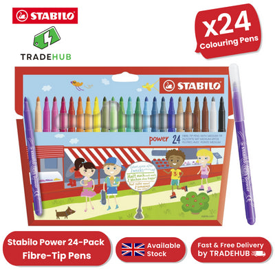 Stabilo Power XL Lasting Felt Pens Assorted Pack of 24 - 1 to 5 Packs