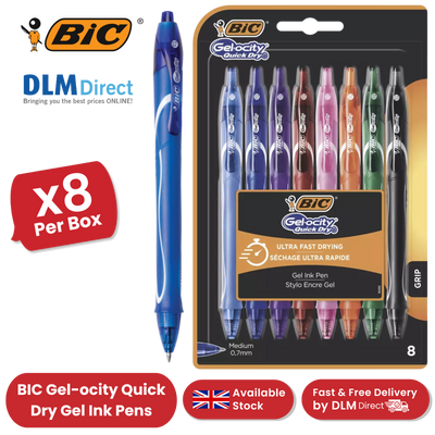 BIC Gelocity Quick Dry Assorted Blister Pack of 8