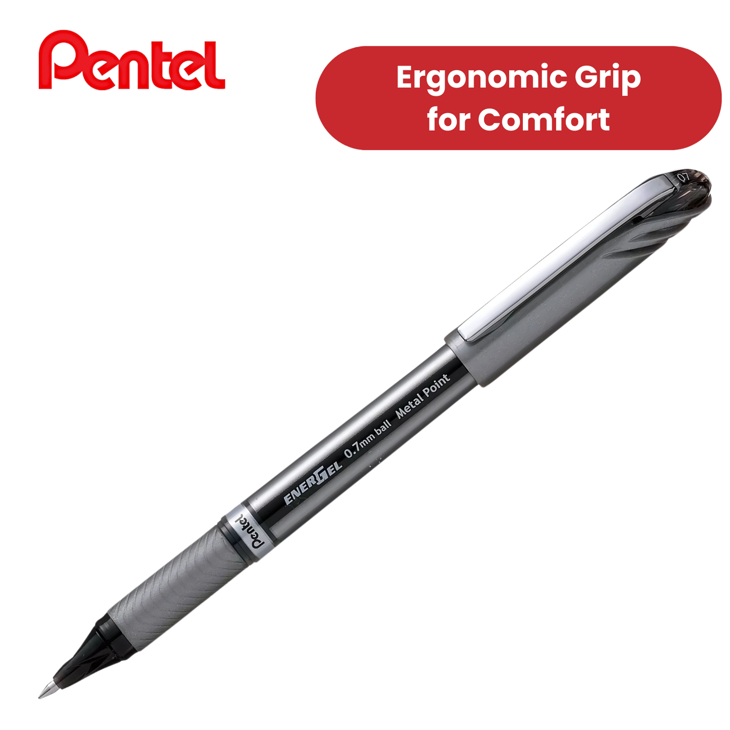 PENTEL ENERGEL METAL TIP ROLLERBALL BLK - Pack of 12 - 1 to 5 Packs