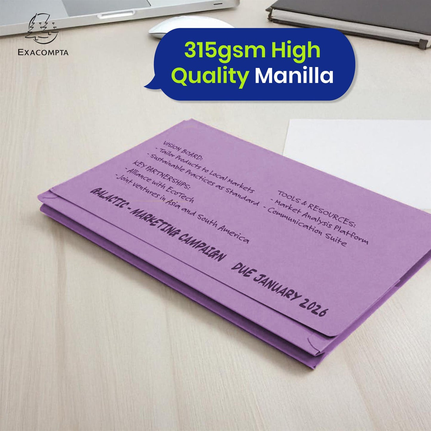 Exacompta Guildhall Pocket Wallet – 315gsm Manilla Heavyweight Secure file, Pack of 50, (Mauve)