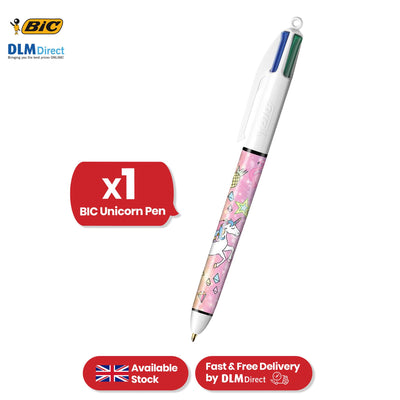 BIC 4 Colour Unicorn Pen Multicoloured 4 in 1 Ballpoint Pen for Drawing