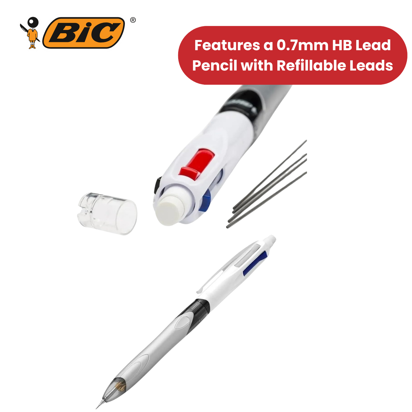 Bic 4 Colours Combination Medium Ballpoint Pen + Medium Mechanical Pencil