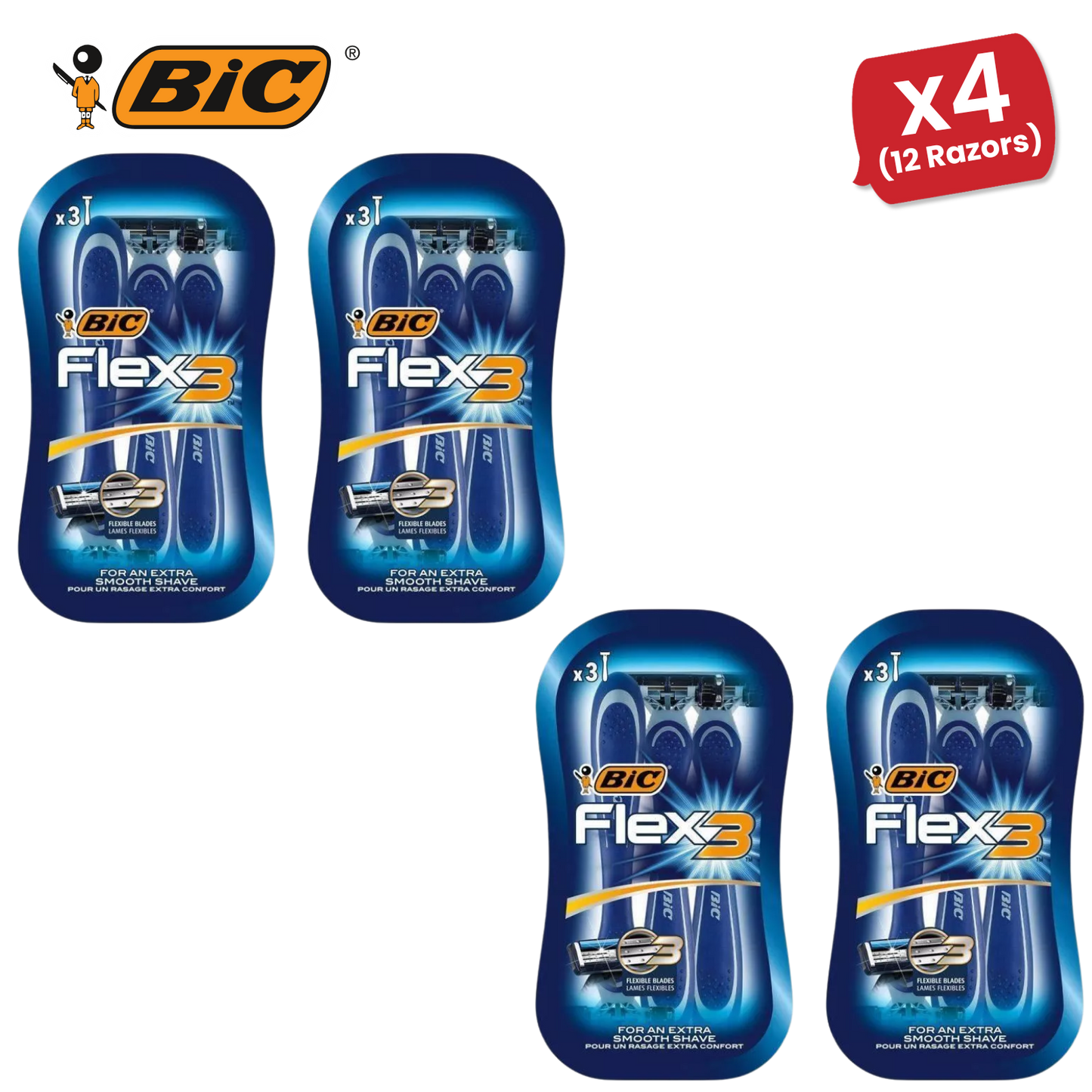 BIC Flex 3 Comfort Disposable Razors - Pack of 3