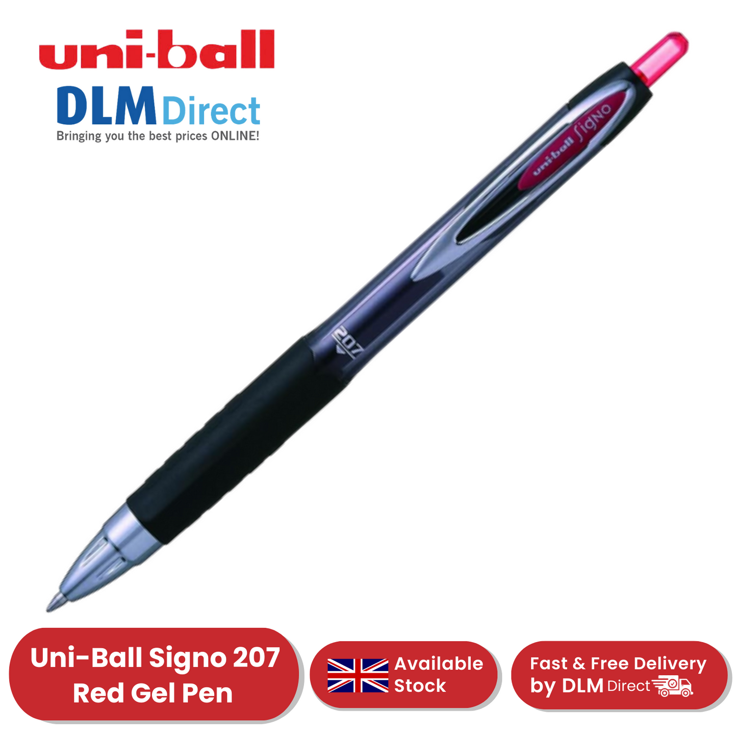 UNIBALL SIGNO RETRACTABLE GEL ROLLER RED - Pack of 1 - 1 to 36 Packs