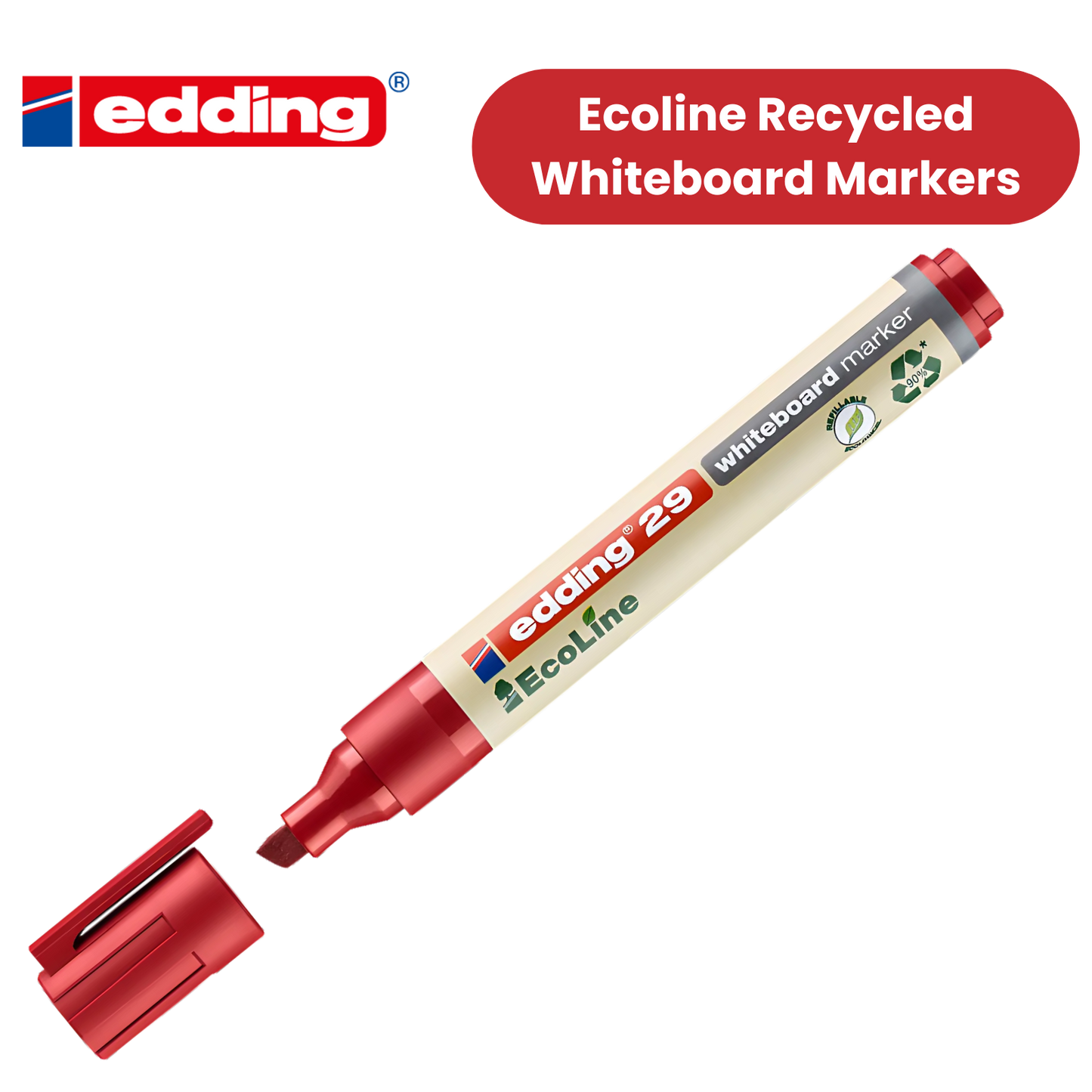 edding 29 Ecoline whiteboard marker - red - box of 10 whiteboard pens