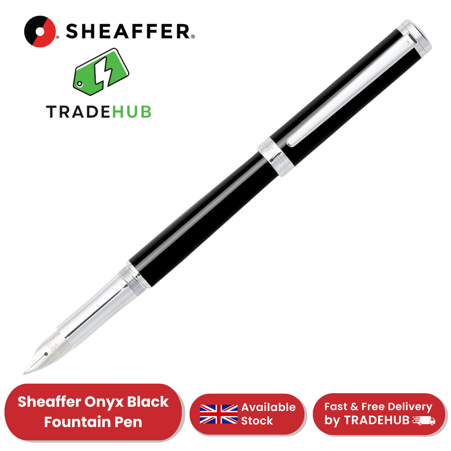 Sheaffer Black Intensity Onyx Fountain Pens Chrome Trim & Medium Nib - 1-5 Packs