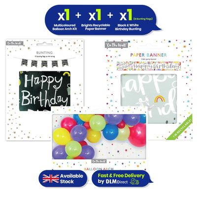 Balloon Garland Kit with Banner and Bunting for Bright Birthday Party Decor