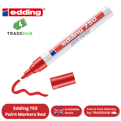 Edding 750 Paint Marker Pack of 1 Opaque Red Low Odour Ink 2-4mm Bullet Tip