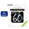 Happy 60th Birthday Black and White Banner 2.6m Party Decor for Milestone Celebration