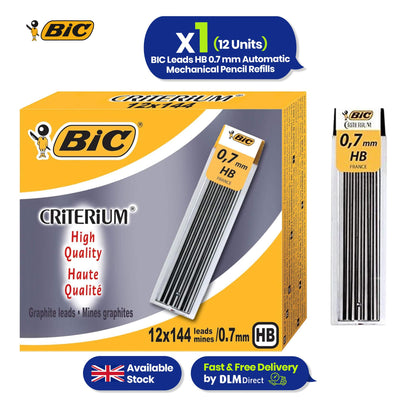 BIC HB Mechanical Pencil Lead Refills 0.7mm Drawing Writing Everyday Refill 12 Pack